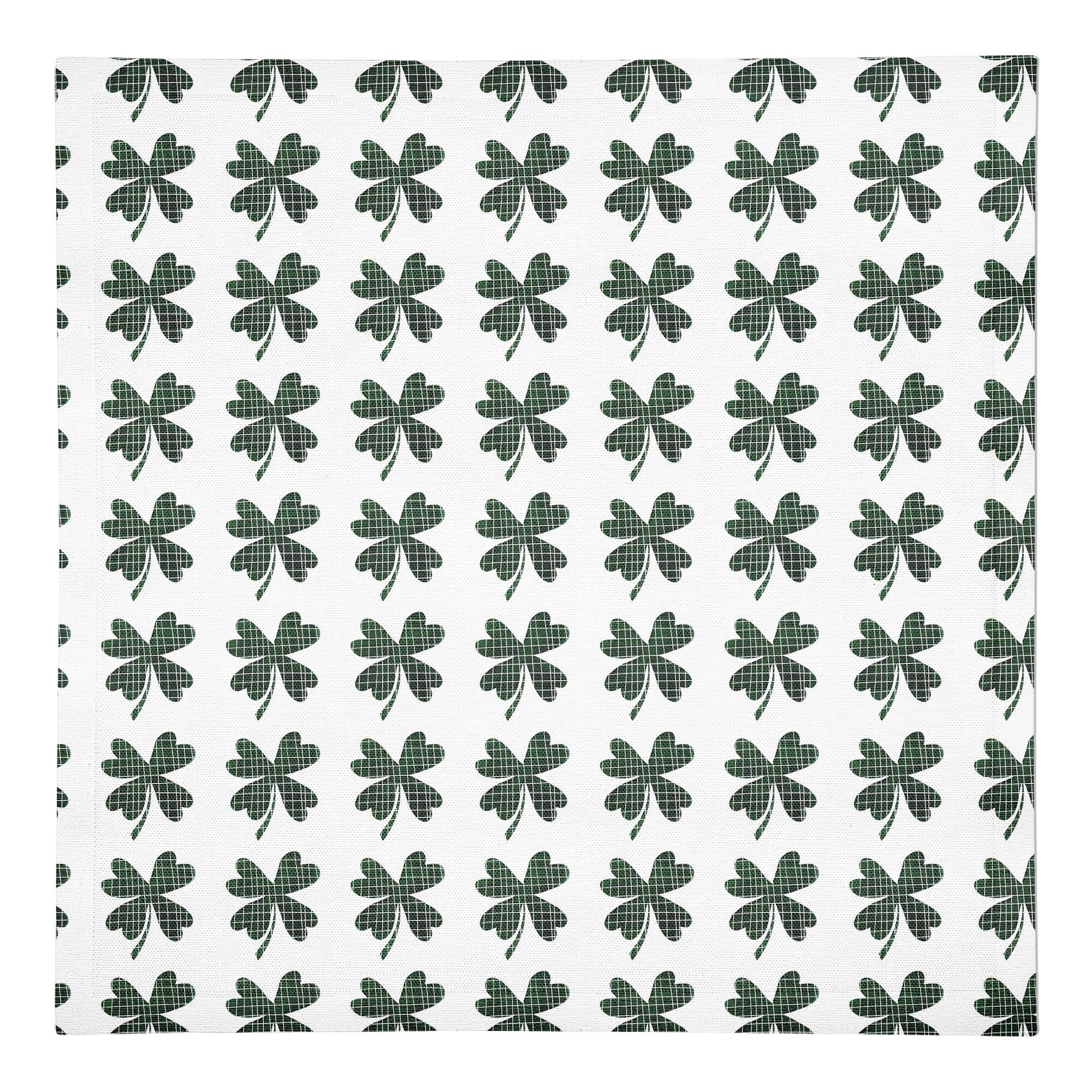 Plaid Green Shamrock Pattern 10" x 10" Cotton Twill Napkin